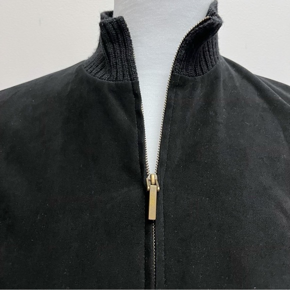 Talbots Black Cable Knit Sleeved Faux Suede Zip Up Jacket Size 10 - Picture 2 of 8